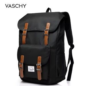 VASCHY Outdoor Hiking Waterproof Rucksack Bookbag 15.6in Laptop Backpack Black